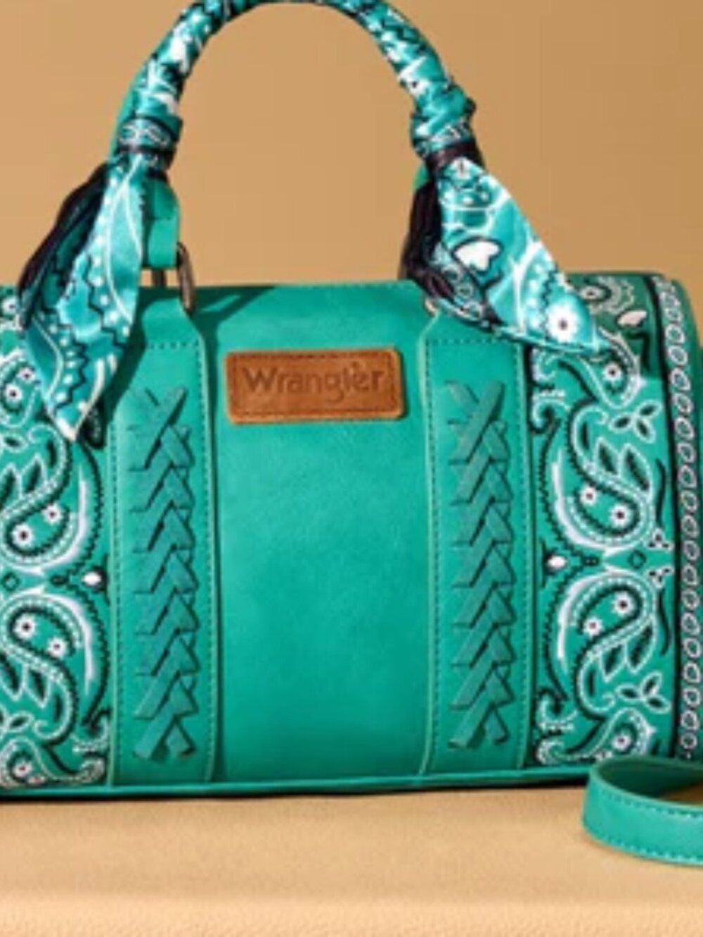 Wrangler Paisley Barrell Crossbody Bag Turquoise Western Bandana Purse NWT